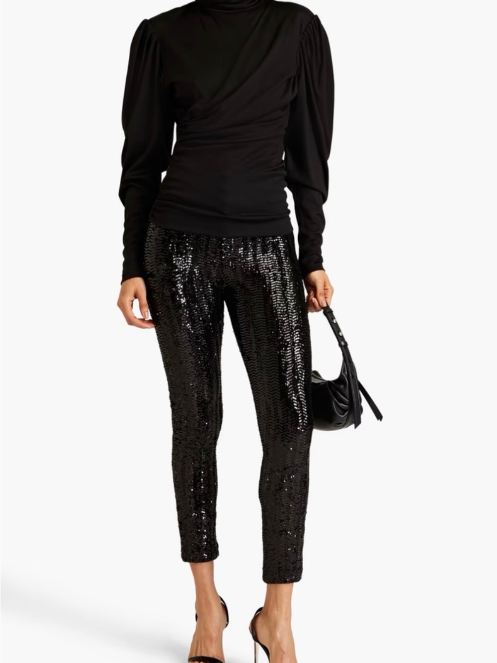 Isabel Marant Black Sequin Cropped Skinny Pants